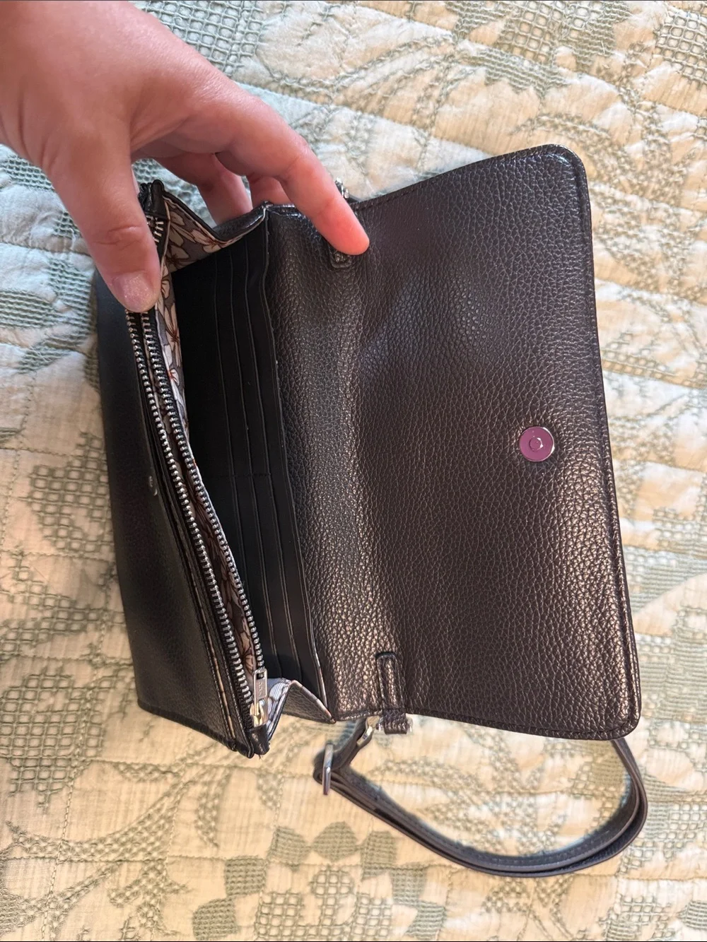 Vera Bradley Black Pebbled Leather Crossbody Bag
